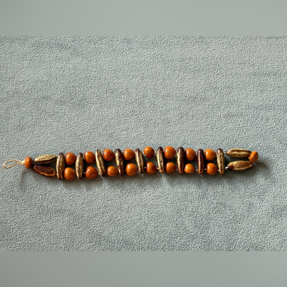 Unique Indigenous Fall Color Organic Beaded Bracelet